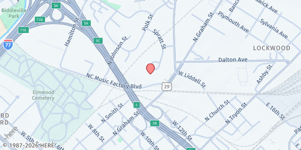 Map showing Second Harvest Food Bank of Metrolina - Main Office at 500-B Spratt St., Charlotte, NC