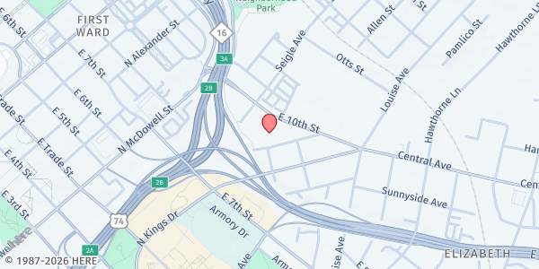 Map showing Seigle Avenue Presbyterian Church at 701 Jackson Ave, Charlotte, NC