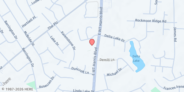 Map showing Seventh Day Adventist Hispanic - Central Charlotte at 4620 E WT Harris Blvd, Charlotte, NC