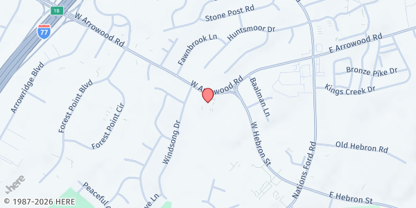 Map showing Silvermount Baptist Church at 501 W. Arrowood Rd., Charlotte, NC