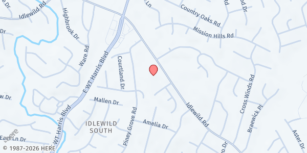 Map showing The New Antioch Church at 8324 Idlewild Rd., Charlotte, NC
