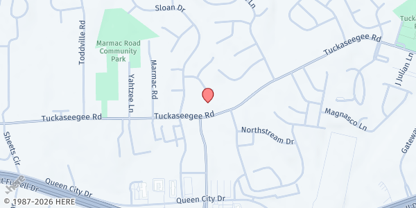 Map showing West Charlotte Spanish SDA Church at 5600 Tuckaseefee Rd, Charlotte, NC