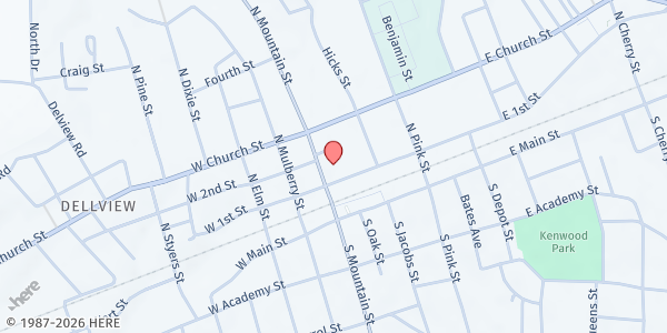 Map showing Cherryville Area Ministries at 212 N Mountain St, Cherryville, NC