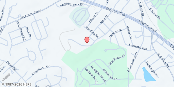 Map showing Clayton Area Ministries at 780 Durham Street, Clayton, NC