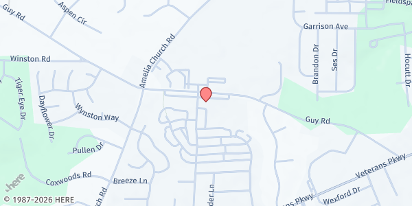 Map showing Faith Tabernacle Ministry Food Pantry at 581 Guy Road, Clayton, NC