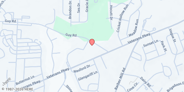 Map showing Praise Temple Apostolic Faith Church at 131 Guy Rd, Clayton, NC