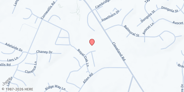 Map showing Showers of Blessing Community at 9759-B Cleveland Rd., Clayton, NC