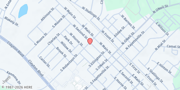 Map showing With Love from Jesus at 361 West 2nd Street, Clayton, NC