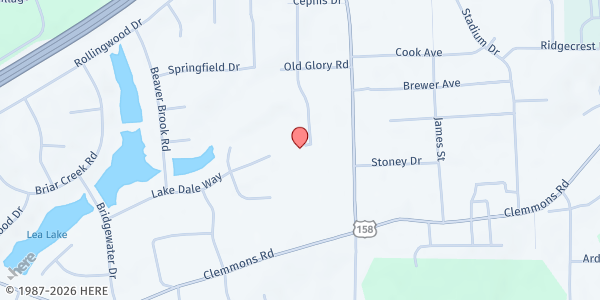 Map showing Clemmons Food Pantry at 2660 Neudorf Road, Clemmons, NC