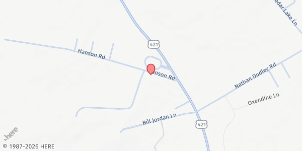 Map showing The Friendly Trio CDC at 75 Hanson Rd., Clinton, NC
