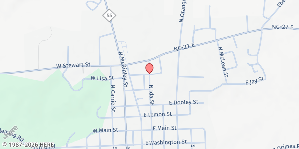 Map showing His Daily Bread Community at 214 Park St., Coats, NC