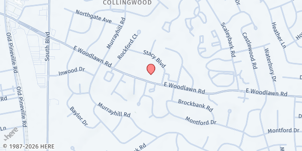 Map showing Woodlawn UMC - The Bulb at 737 East Woodlawn Road, Collingwood, NC