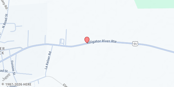 Map showing CSFP Tyrrell County Distribution Site at 904 Hwy 64 East, Columbia, NC