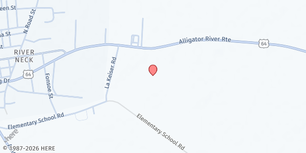 Map showing Tyrrell County Food Pantry at 832 US Hwy 64 East, Columbia, NC