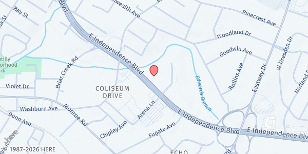 Map showing Commonwealth Park at 2801 East Independence Boulevard, Commonwealth Park, NC