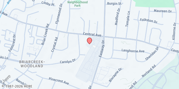 Map showing Project 658 - Nourish Up Main Location at 3646 Central Avenue, Commonwealth Park, NC