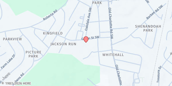 Map showing Broadus Baptist Church at 59 Green Street Southwest, Concord, NC