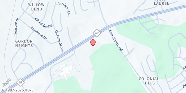 Map showing CCM Cupboard of Love at 273 Hwy 49 South, Concord, NC