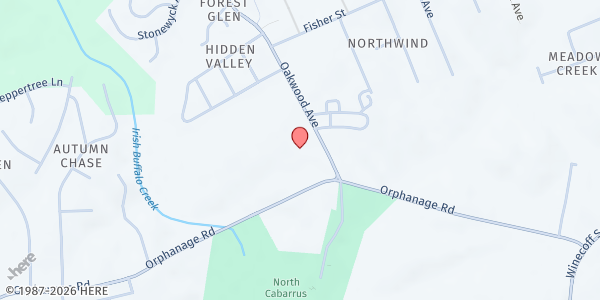 Map showing COG Children's Home at 3485 Orphanage Cir., Concord, NC