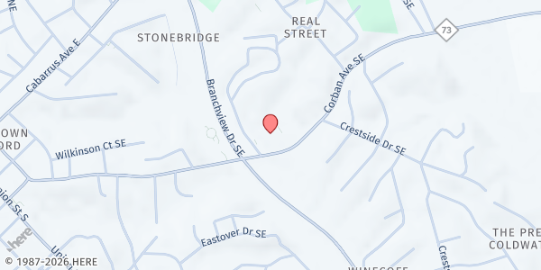 Map showing Coltrane LIFE Center at 321 Corban Ave SE, Concord, NC