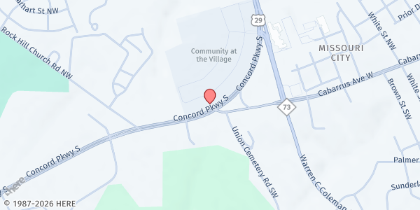 Map showing CORNER FIELD MARKET BY CFA CHURCH at 280 Concord Parkway South, Concord, NC