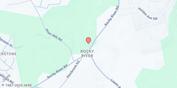 Map showing Harrisburg Crisis Assistance Food Pantry at 7940 Rocky River Road, Concord, NC