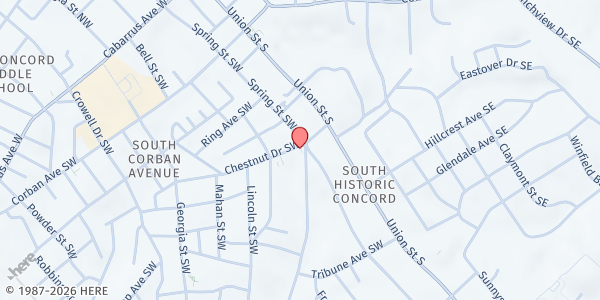 Map showing Operation Bread Basket at 212 Broad Street SW, Concord, NC