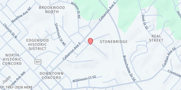 Map showing Salvation Army - Concord at 216 Patterson Ave, Concord, NC