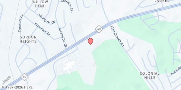 Map showing Westford United Methodist Church at 273 State Highway 49, Concord, NC