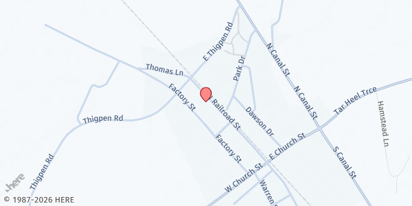 Map showing Conetoe Family Life Center at 204 N. Railroad St., Conetoe, NC