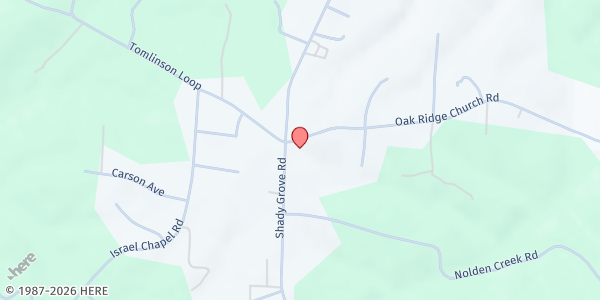 Map showing Shady Grove United at 6908 Oak Ridge Church Road, Connelly Springs, NC