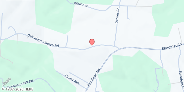 Map showing Shekinah Food Ministry at Oak Ridge Baptist Church at 7449 Oak Ridge Church Rd., Connelly Springs, NC