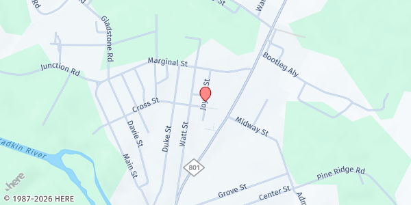 Map showing Cooleemee Community Food Pantry at PO Box 632, Cooleemee, NC