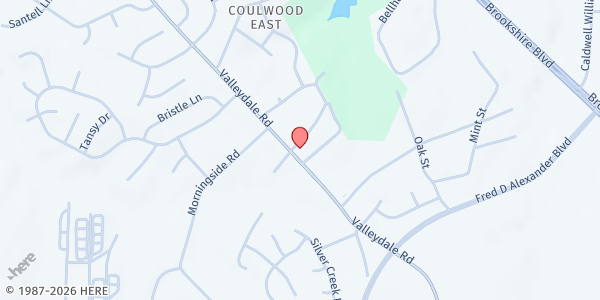 Map showing Mission City Church Food Pantry at 608 Valleydale Road, Coulwood East, NC