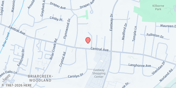 Map showing Nourish Up Pantry at The Galilee Center at 3601 Central Avenue, Country Club Heights, NC