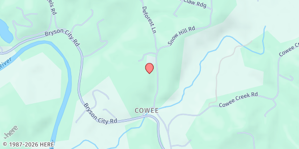 Map showing Snow Hill UMC Macon County Food Pantry at 330 Snow Hill Rd., Cowee, NC