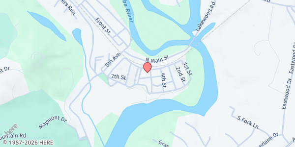 Map showing Riverside Baptist Church at 171 South Main Street, Cramerton, NC