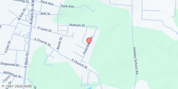 Map showing Christian Faith Center of Creedmoor at 101 Peachtree Street, Creedmoor, NC