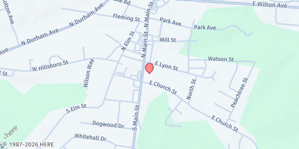 Map showing First Baptist Church - Creedmoor at 119 South Main Street, Creedmoor, NC