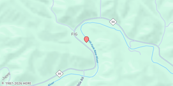 Map showing Ashe Outreach Ministry at 11719 Hwy. 88 W., Creston, NC