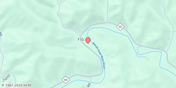 Map showing Riverview Community Center at 11719 Highway 88 West, Creston, NC