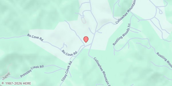 Map showing Cullowhee Valley Baptist Church at 36 Tilley Creek Rd., Cullowhee, NC