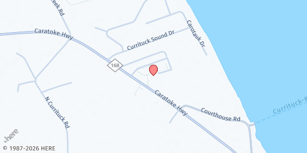 Map showing Currituck County Health Department - WIC Program at 2795 Caratoke Hwy., Currituck, NC