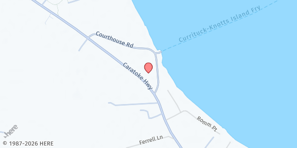 Map showing Pilmoor Memorial Food Pantry at 192 Courthouse Rd., Currituck, NC