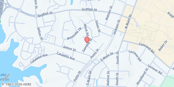 Map showing Ada Jenkins Center - Nourish Up at 212 Gamble Street, Davidson, NC