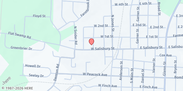 Map showing South Davidson Family Resource Center at 338 W. Salisbury Street, Denton, NC