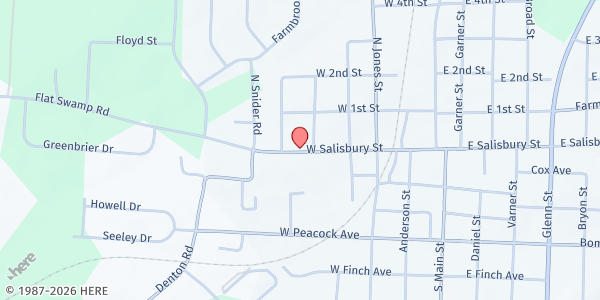 Map showing South Davidson Family Resource Center at 338 W Salisbury St, Denton, NC