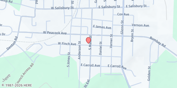 Map showing South Davidson Family Resource Center at 292 S Main St, Denton, NC
