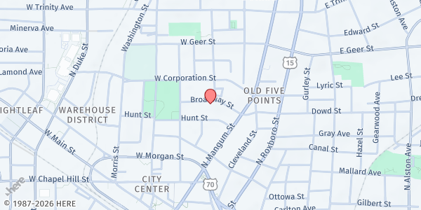 Map showing CAARE, Inc. - Downtown Location at 205 Broadway Street, Downtown, NC