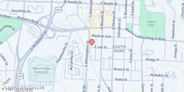 Map showing The Ship Outreach & Community Center at 105 East Lee Street, Downtown, NC